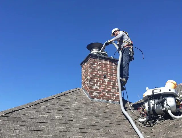 Dedicated Colchester Chimney Sweep team member cleaning a chimney in Colchester, CT