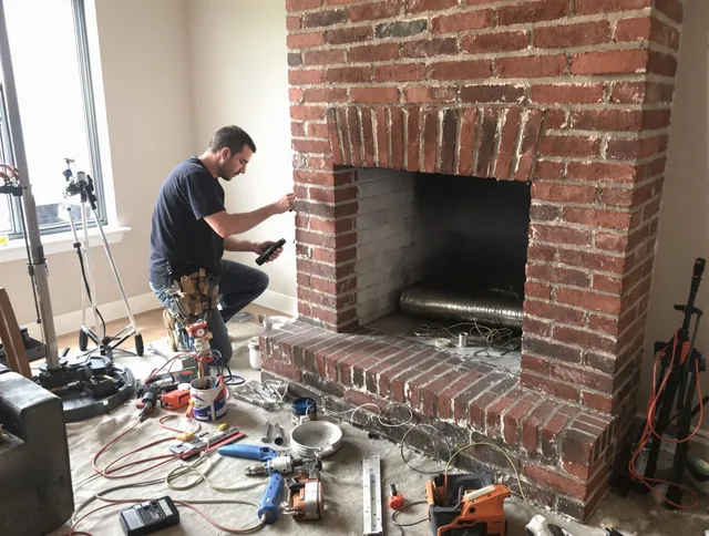 Colchester Chimney Sweep specialist finalizing chimney liner service in Colchester, CT