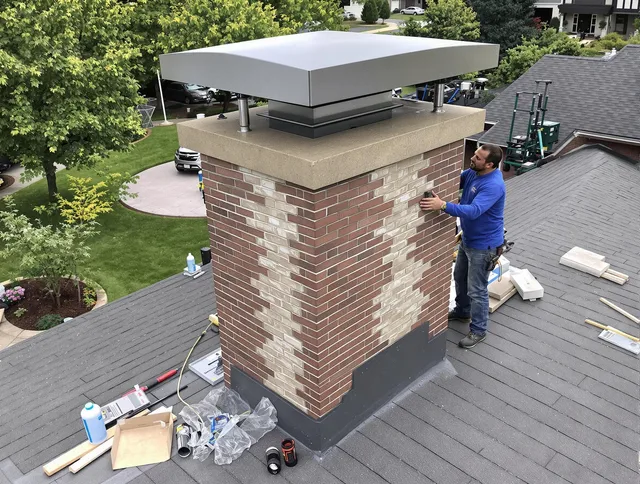 Colchester Chimney Sweep team working on a custom chimney remodel in Colchester, CT