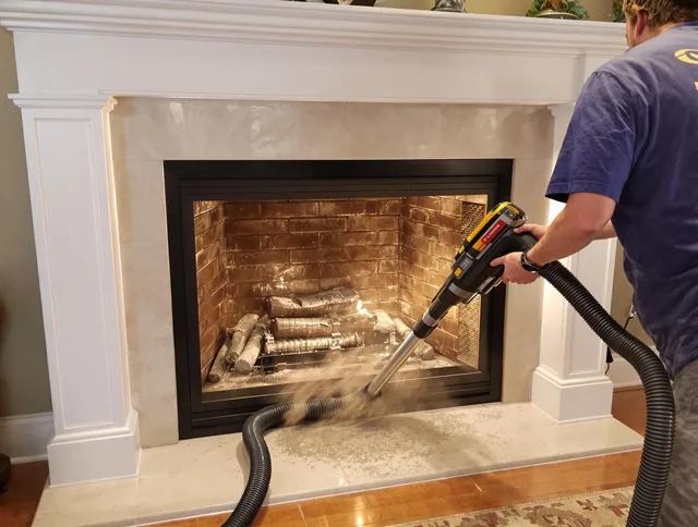 Fireplace cleaning performed by Colchester Chimney Sweep in Colchester, CT