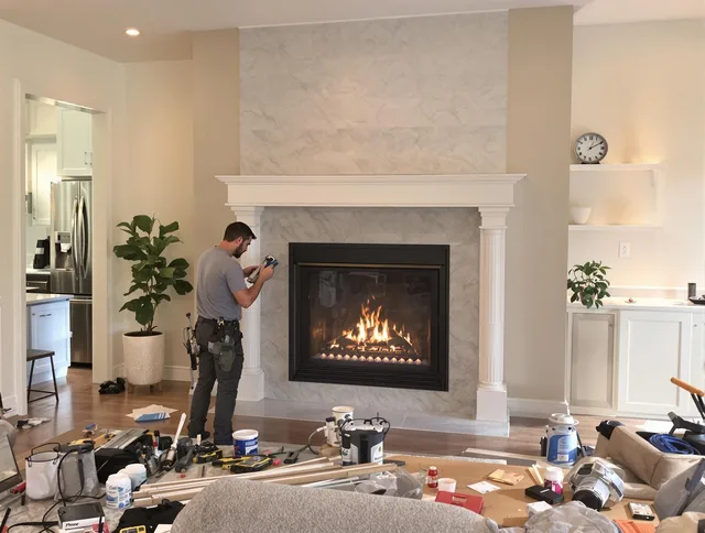 Newly installed fireplace by Colchester Chimney Sweep in Colchester, CT